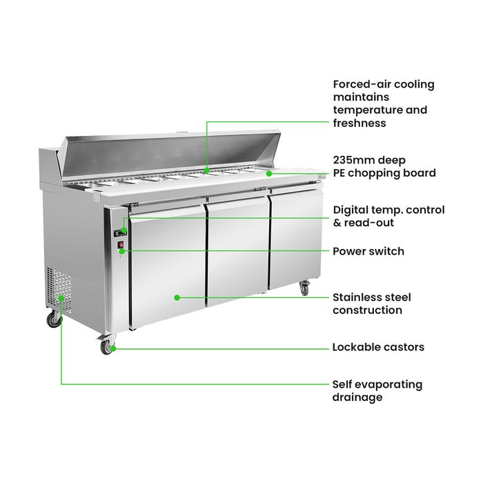 Thermaster Three Large Door Sandwich Bar - SLB180
