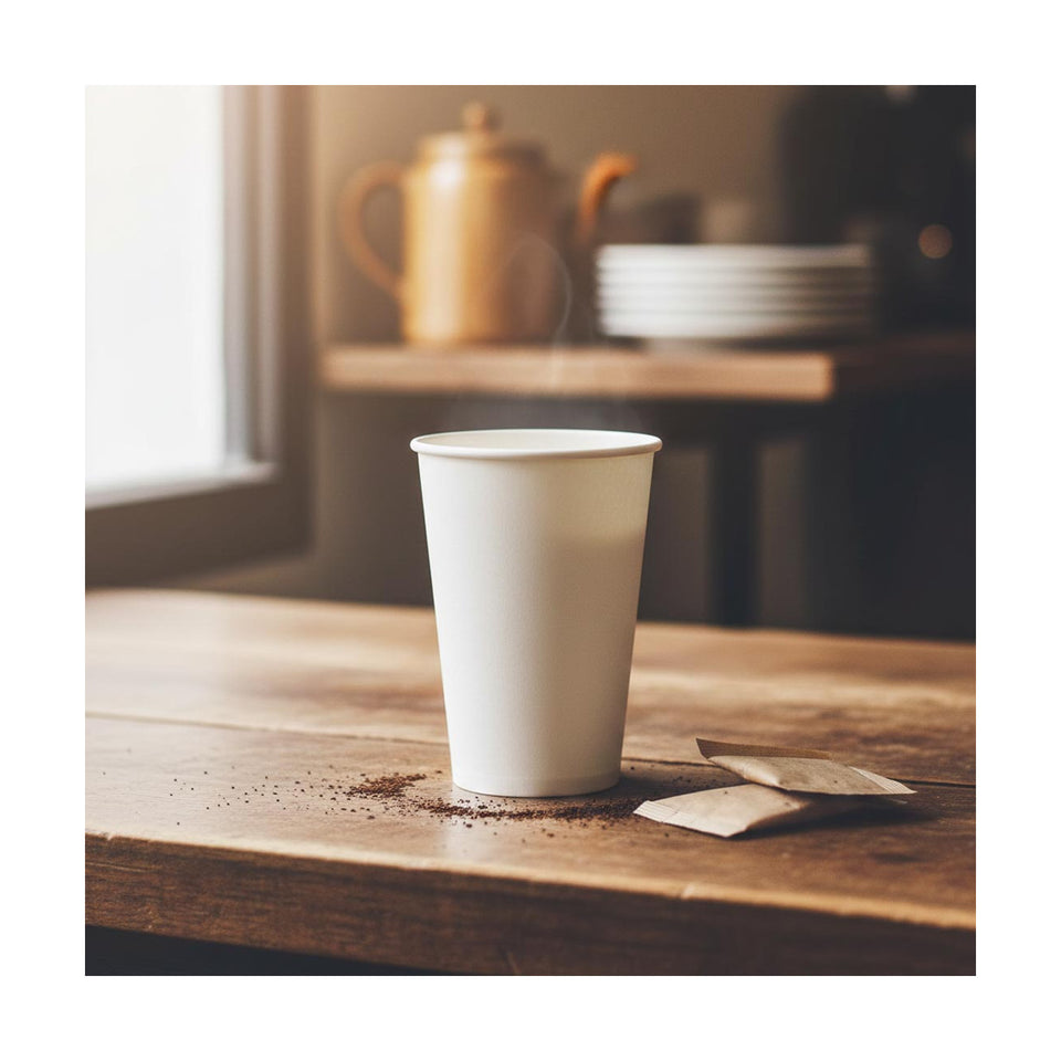 PakMax White 16oz Single Layer Hot Paper Cup - SLHPC-90-16W