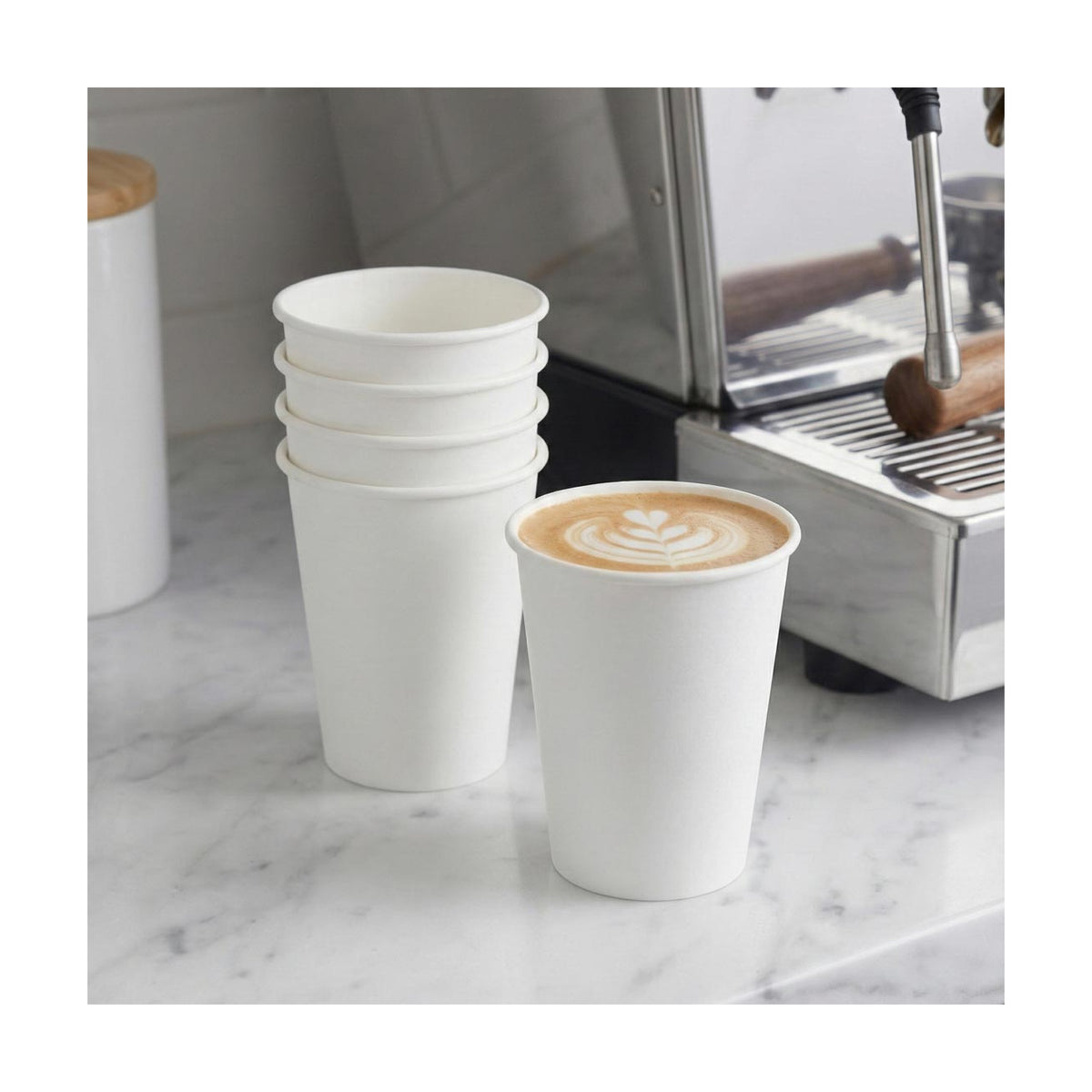 PakMax White 8oz 90mm Single Layer Hot Paper Cup - SLHPC-90-8W