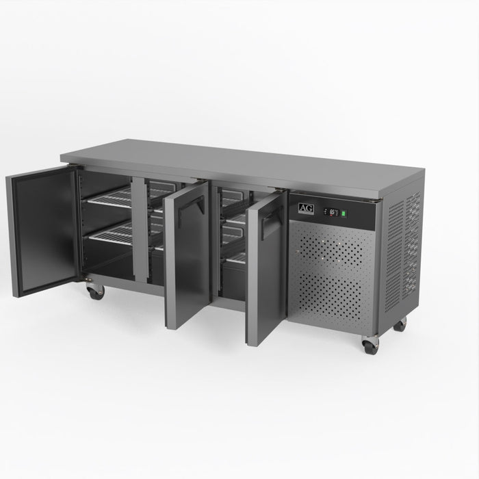 AG Commercial Three Door Worktop / Under Bench Fridge 600mm Depth 339L - SLX3100TN