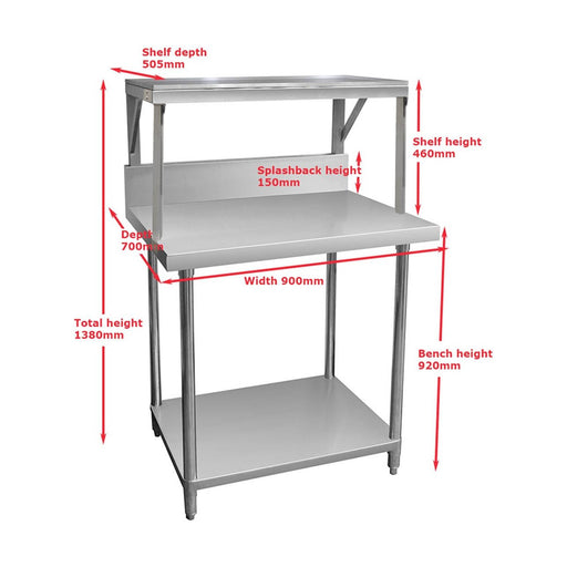 Gasmax Heavy Duty Salamander Bench with Shelf Braces - SMB-7-0900