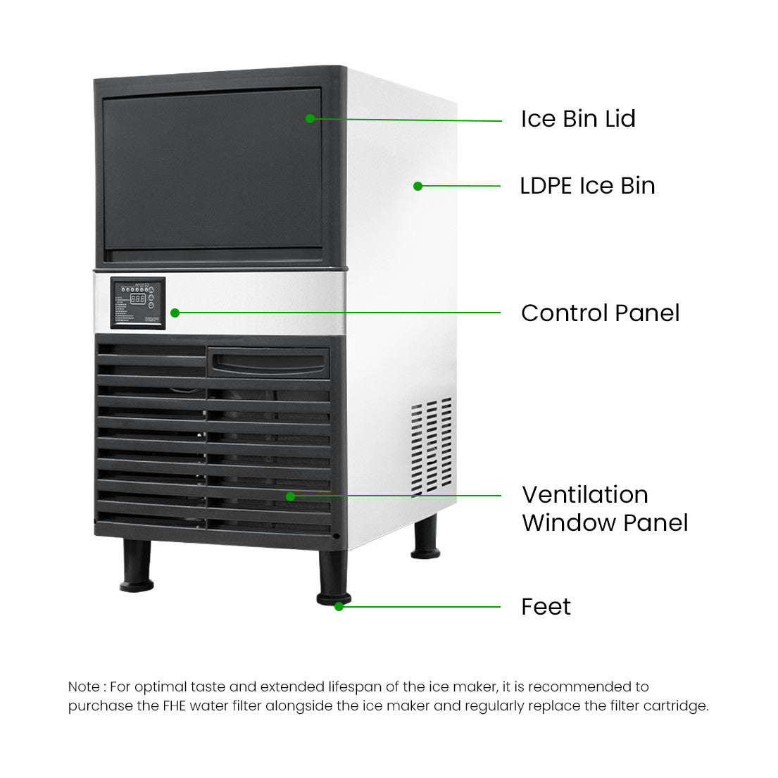 Blizzard Under Bench Ice Maker Air Cooled 36kg - SN-80P