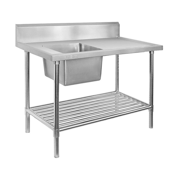 Modular Systems Stainless Steel Single Sink Bench & Pot Undershelf 1200 to 2400mm - SSB6 & SSB7