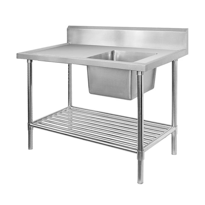 Modular Systems Stainless Steel Single Sink Bench & Pot Undershelf 1200 to 2400mm - SSB6 & SSB7