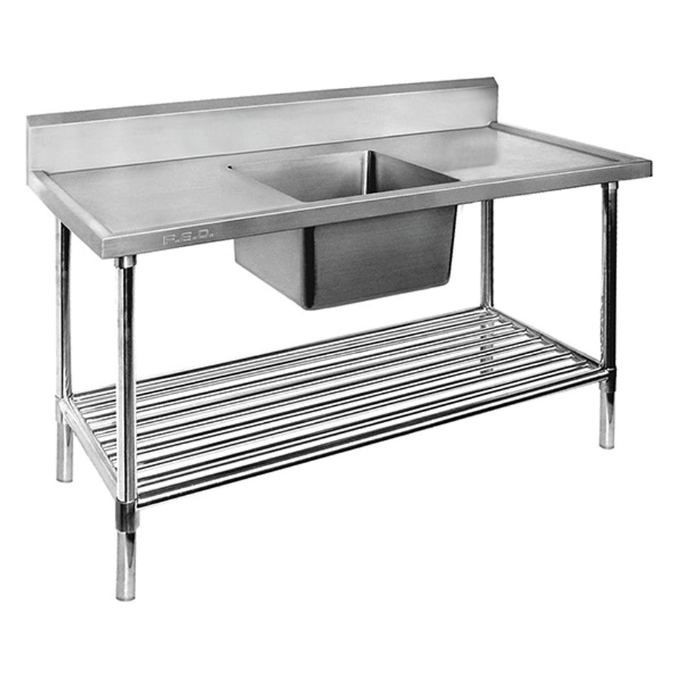 Modular Systems Stainless Steel Single Sink Bench & Pot Undershelf 1200 to 2400mm - SSB6 & SSB7