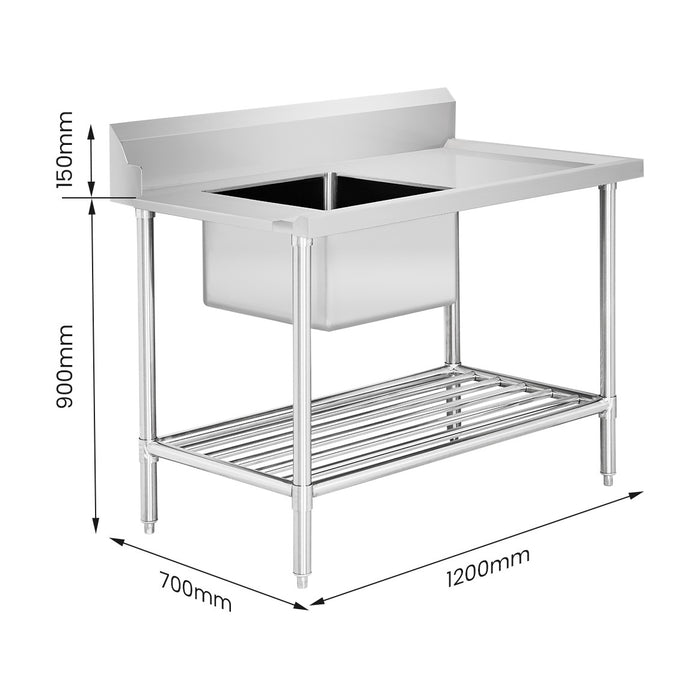 Modular Systems Stainless Steel Left Inlet Single Sink Dishwasher Bench 1200mm - SSBD7-1200L/A