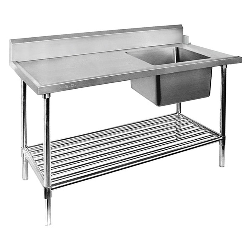 Modular Systems Stainless Steel Single Sink Bench & Pot Undershelf 1200 to 2400mm - SSB6 & SSB7