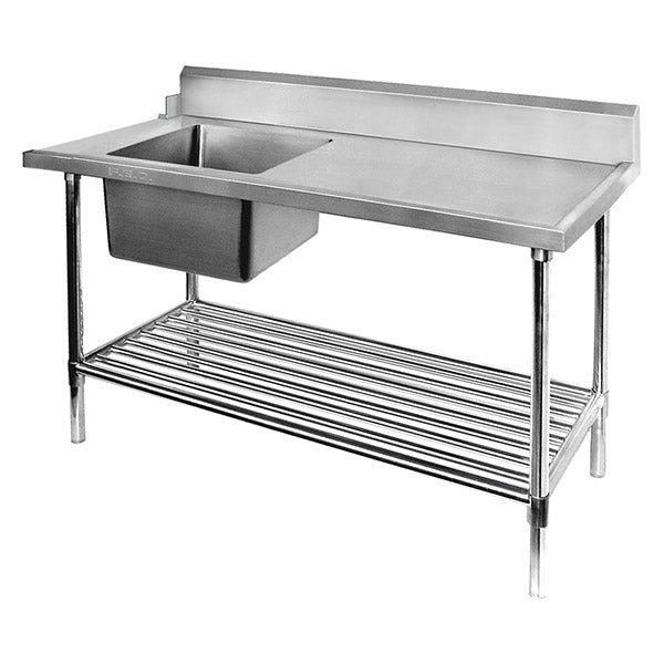 Modular Systems Stainless Steel Single Sink Bench & Pot Undershelf 1200 to 2400mm - SSB6 & SSB7