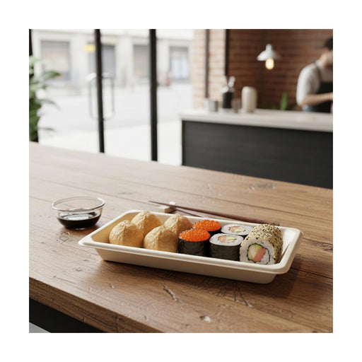 PakMax 6.5"*3.5"*0.8" Sugarcane Sushi Tray - ST-04