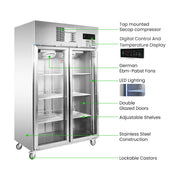 Thermaster Double Door Upright Display Fridge 1000L - SUCG1000