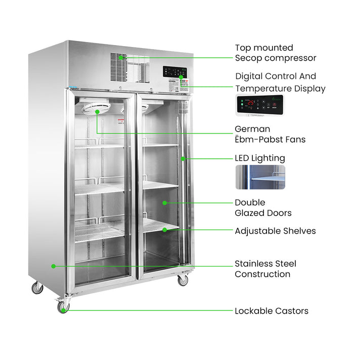 Thermaster Double Door Upright Display Fridge 1000L - SUCG1000