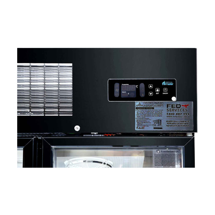 Thermaster Double Door Upright Display Fridge Black 1000L - SUCG1000B