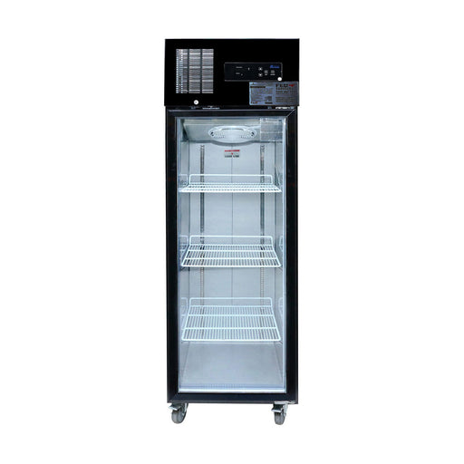 Thermaster Single Glass Door Upright Fridge Black Stainless Steel 500L - SUCG500B