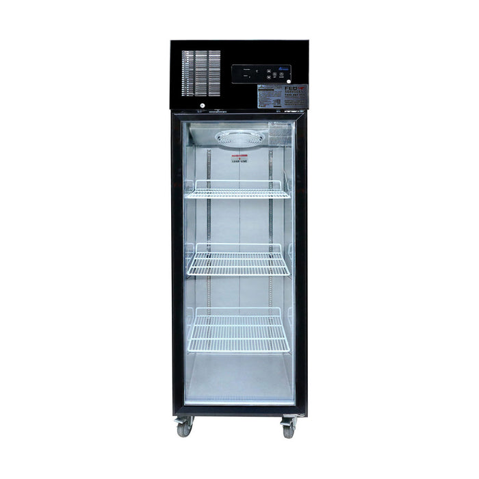 Thermaster Single Glass Door Upright Fridge Black Stainless Steel 500L - SUCG500B