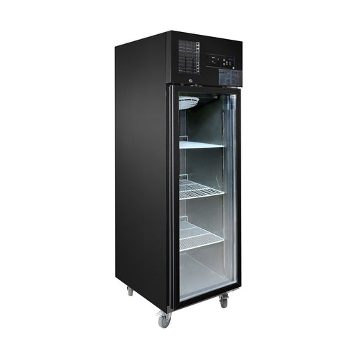 Thermaster Single Glass Door Upright Fridge Black Stainless Steel 500L - SUCG500B