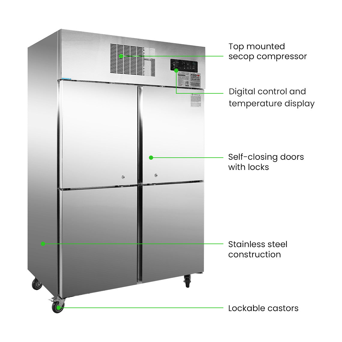 Thermaster Tropical 4 x Half Door SS Freezer - SUF1000