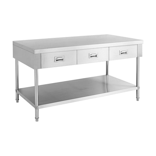 Modular Systems Stainless Steel Work Bench with 3 Drawers & Undershelf 1500x600x900 - SWBD-6-1500