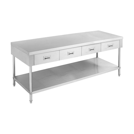 Modular Systems Stainless Steel Work Bench with 4 Drawers & Undershelf 1800x700x900 - SWBD-7-1800