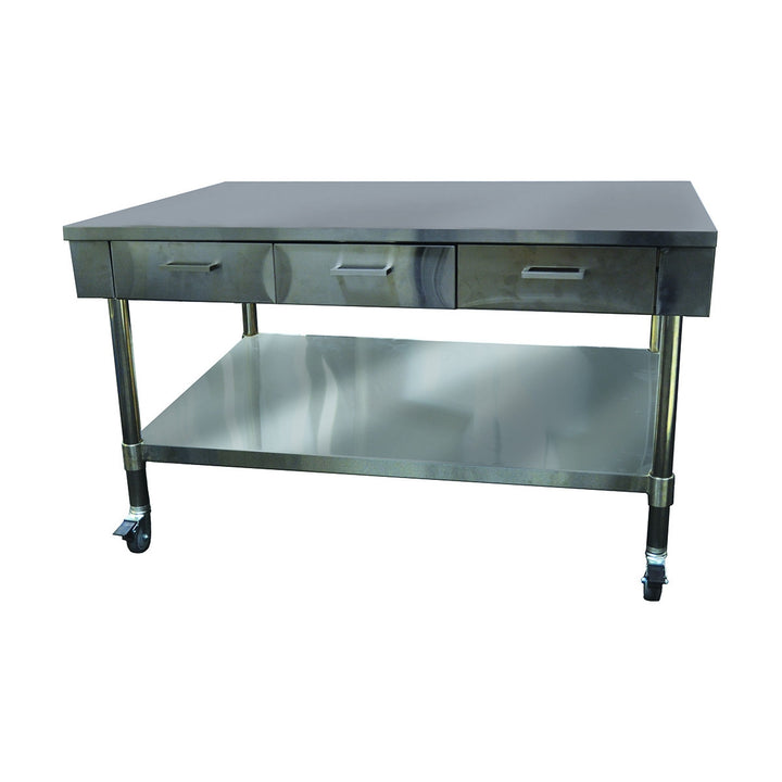 Modular Systems Stainless Steel Work Bench with 3 Drawers & Undershelf - SWBD8-3