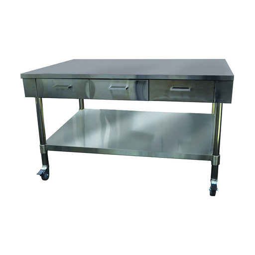 Modular Systems Stainless Steel Work Bench with 3 Drawers & Undershelf - SWBD8-3