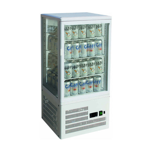 Thermaster Four-Sided Countertop Beverage Display Fridge 78L White - TCBD78W