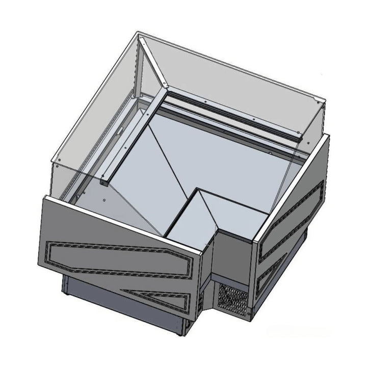 Tecnodom Series MR80 Black Corner Deli Display w/ Storage and Castors TDMR-08E