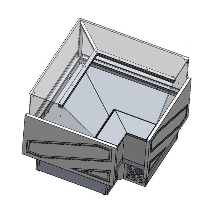 Tecnodom Series MR Corner Deli Display w/ Storage & Castors - TDMR-E