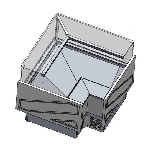 Tecnodom Series MR Corner Deli Display w/ Storage & Castors - TDMR-E