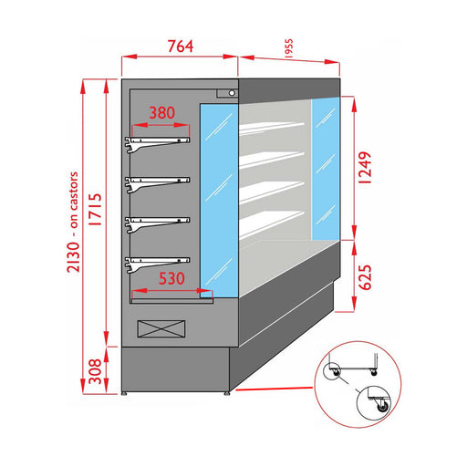 Tecnodom Open Chiller with 4 Shelves - TDV80-CA-125