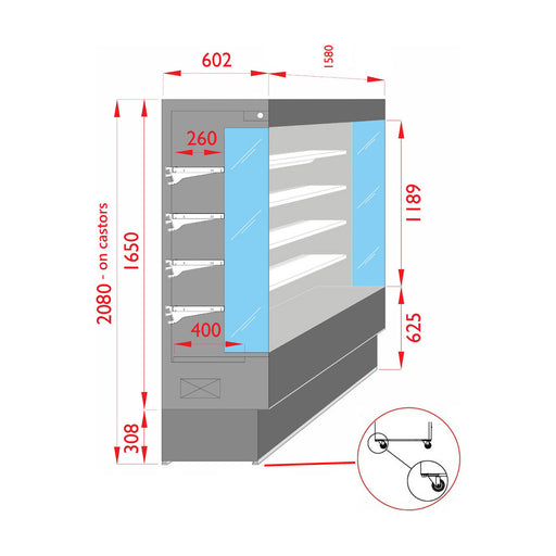 Italia Cool Open Chiller with 4 Shelves - TDVC60-CA-150