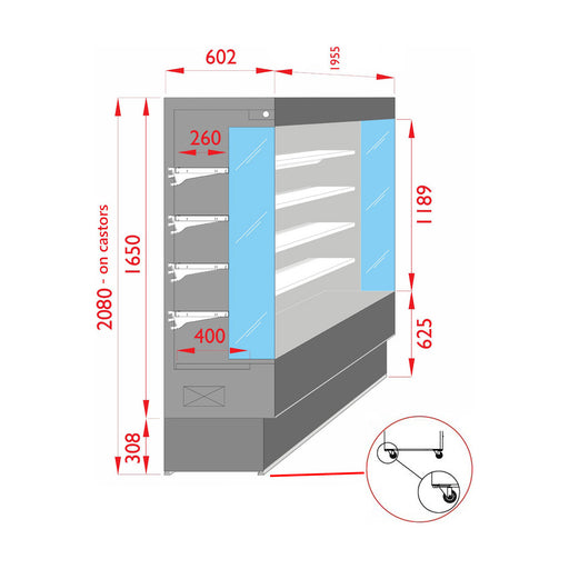 Italia Cool Open Chiller with 4 Shelves - TDVC60-CA-187
