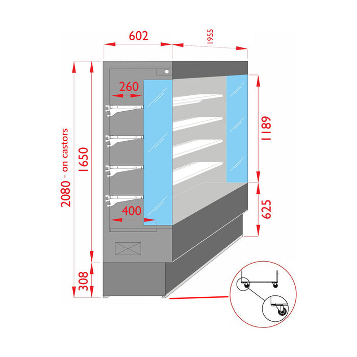 Italia Cool Open Chiller with 4 Shelves - TDVC60-CA-187