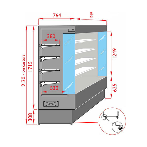 Italia Cool Open Chiller with 4 Shelves - TDVC80-CA-150