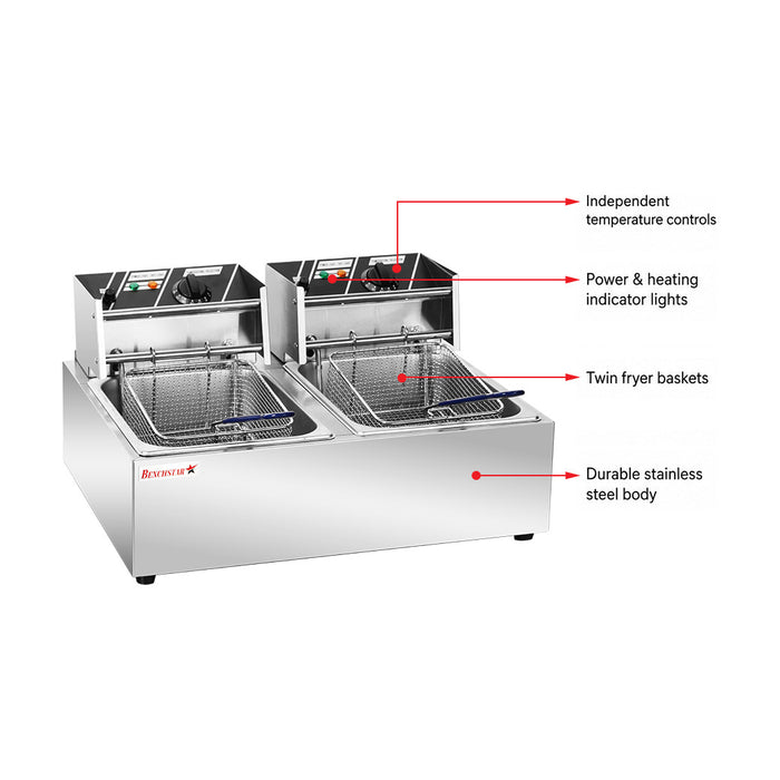 Benchstar Double Tank Electric Fryer - TEF-82KW