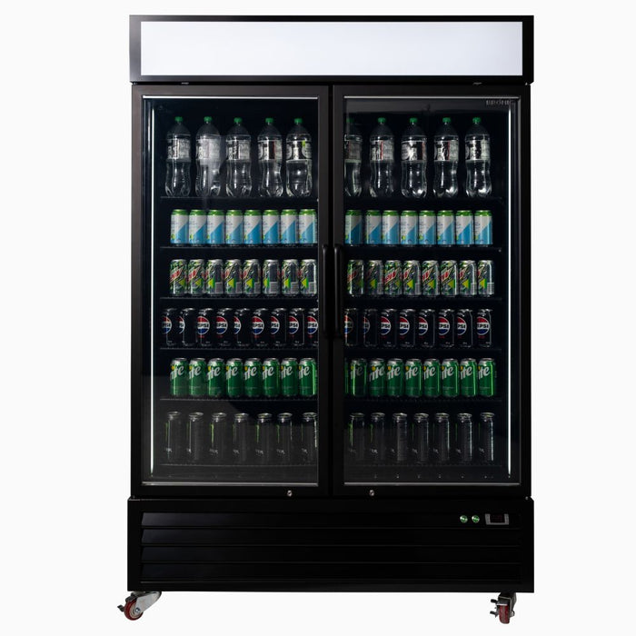 Bromic Upright Display Fridge 1266L - 2 Door - Flat Glass - Lightbox - UC1250GDL-NR