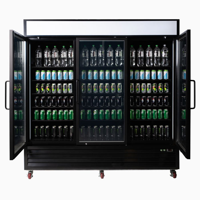 Bromic Upright Display Fridge 1980L - 3 Door - Flat Glass - Lightbox - UC1980GDL-NR