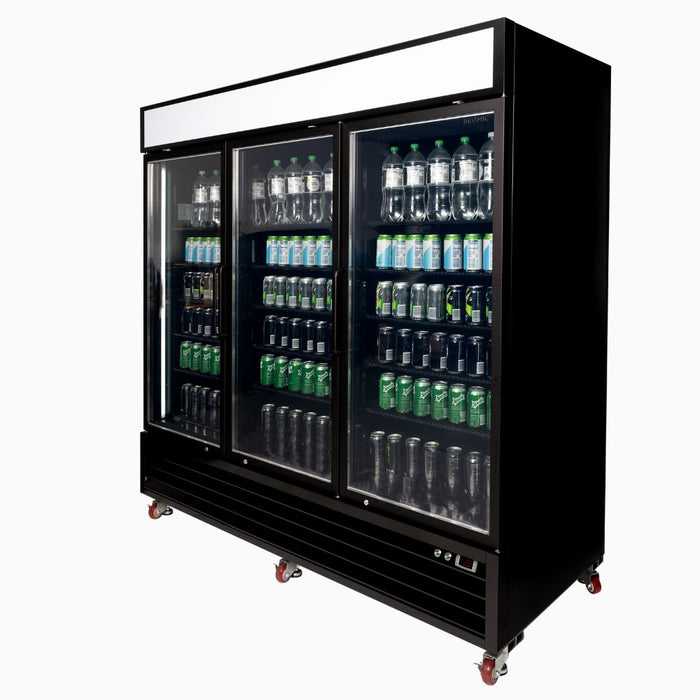 Bromic Upright Display Fridge 1980L - 3 Door - Flat Glass - Lightbox - UC1980GDL-NR