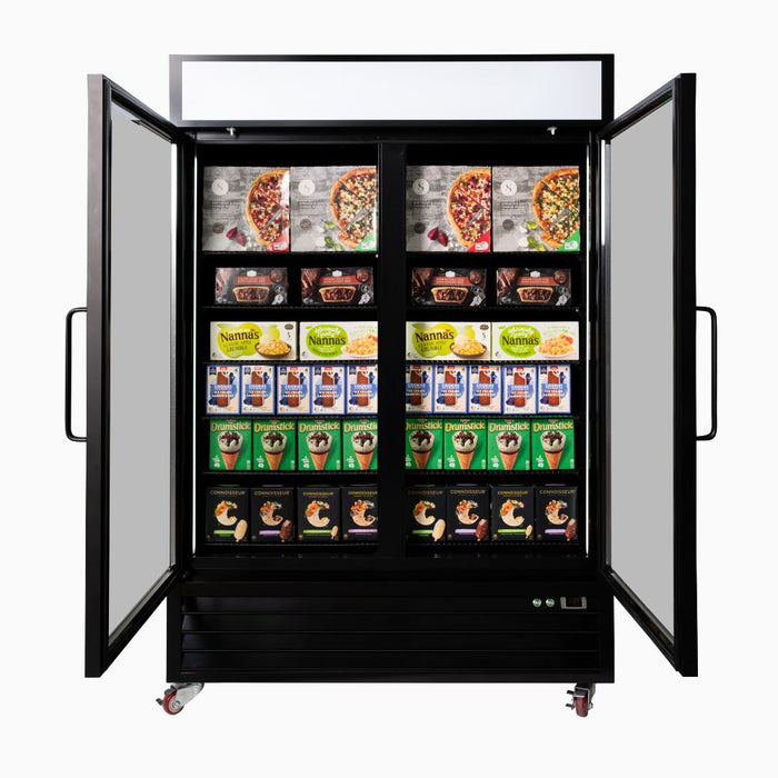 Bromic Upright Display Freezer 1266L - 2 Door - Flat Glass - Lightbox - UF1250GDL-NR