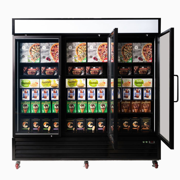 Bromic Upright Display Freezer 1980L - 3 Door - Flat Glass - Lightbox - UF1980GDL-NR