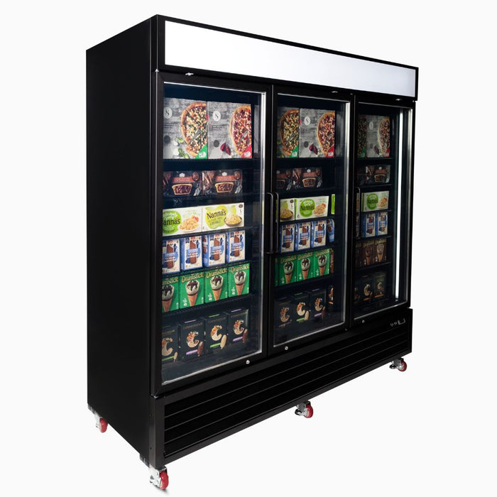 Bromic Upright Display Freezer 1980L - 3 Door - Flat Glass - Lightbox - UF1980GDL-NR