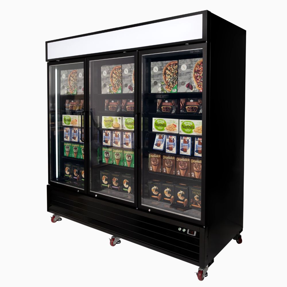 Bromic Upright Display Freezer 1980L - 3 Door - Flat Glass - Lightbox - UF1980GDL-NR