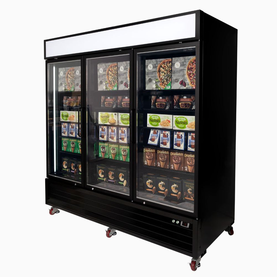Bromic Upright Display Freezer 1980L - 3 Door - Flat Glass - Lightbox - UF1980GDL-NR