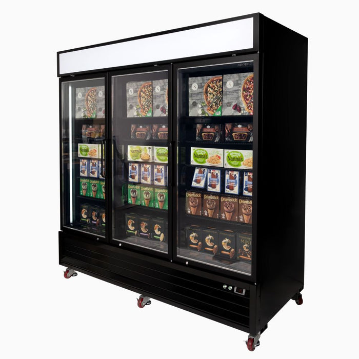 Bromic Upright Display Freezer 1980L - 3 Door - Flat Glass - Lightbox - UF1980GDL-NR