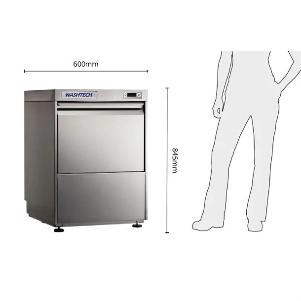 Washtech Premium Fully Insulated Undercounter Glasswasher & Dishwasher 500mm Rack - UL