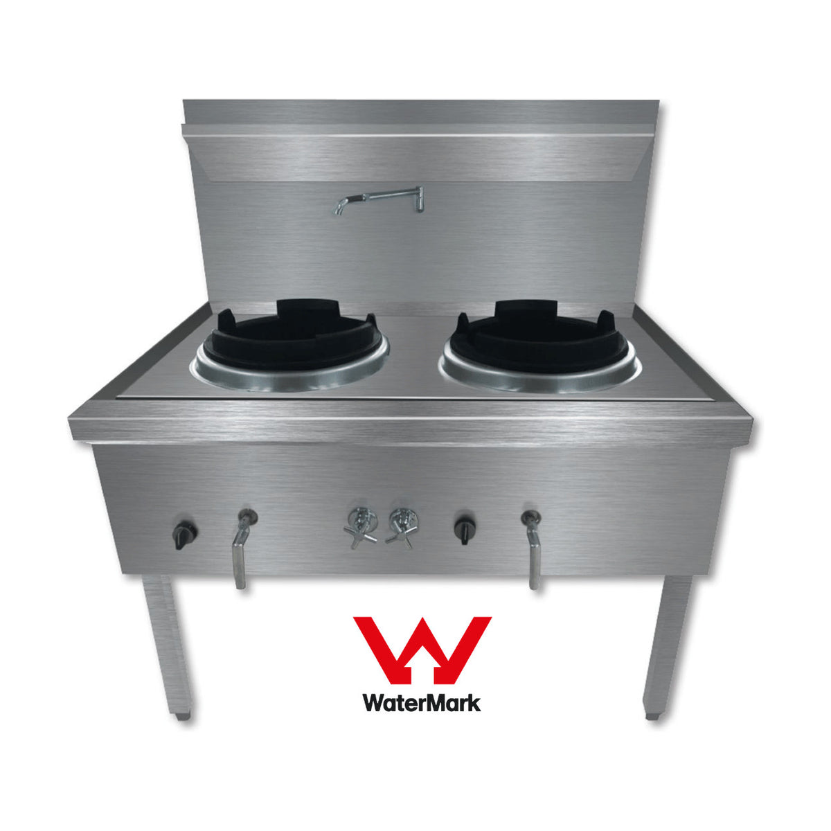 Gasmax Stainless Steel Waterless LPG Double Wok Chimney Burner - WW-2LC