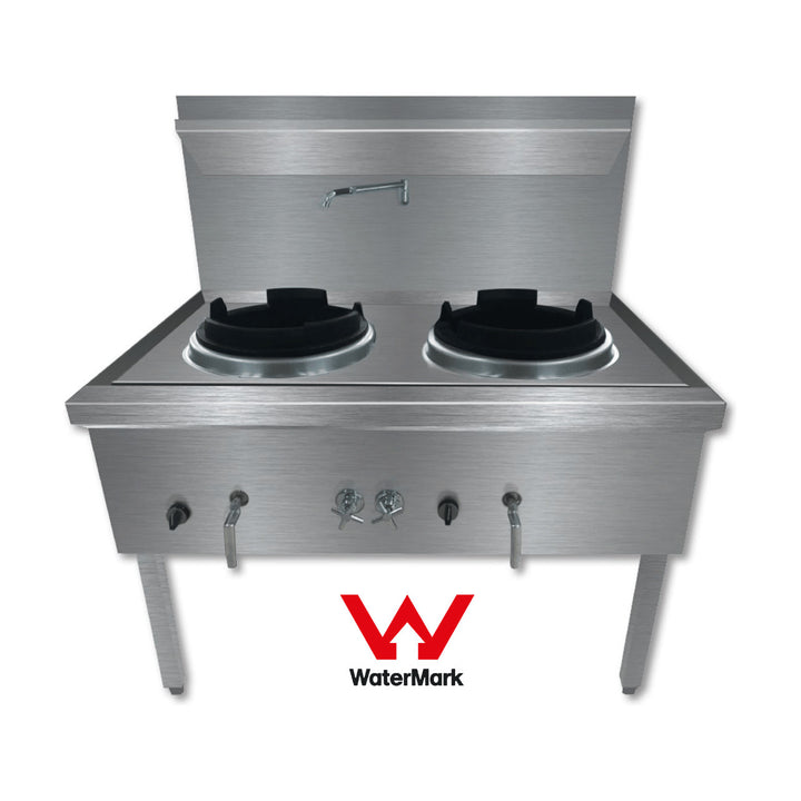 Gasmax Stainless Steel Waterless LPG Double Wok Chimney Burner - WW-2LC