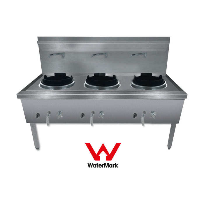 Gasmax Stainless Steel Waterless LPG Gas Triple Wok - WW-3L
