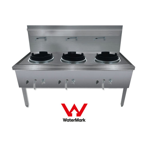 Gasmax Stainless Steel Waterless LPG Triple Wok Chimney Burner - WW-3LC