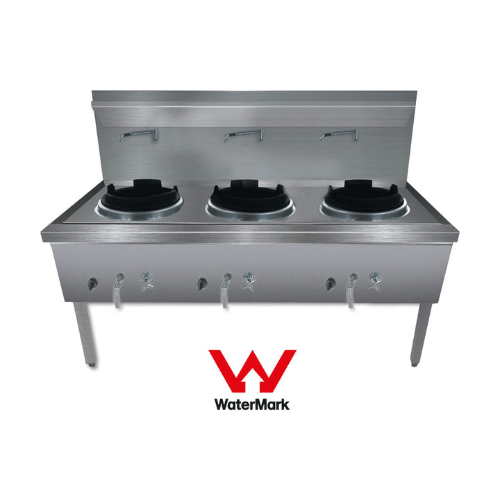 Gasmax Stainless Steel Waterless Nature Gas Triple Wok - WW-3N