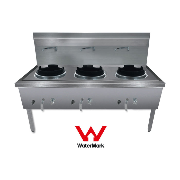 Gasmax Stainless Steel Waterless Nature Gas Triple Wok - WW-3N